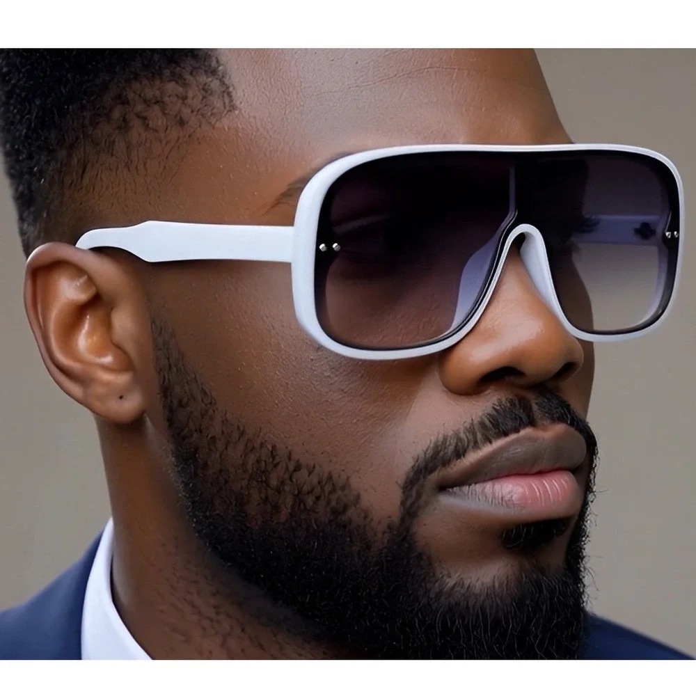 Men Sunglasses Black Gradient Lens White Frame Fancy Comfortable Outfit Designer